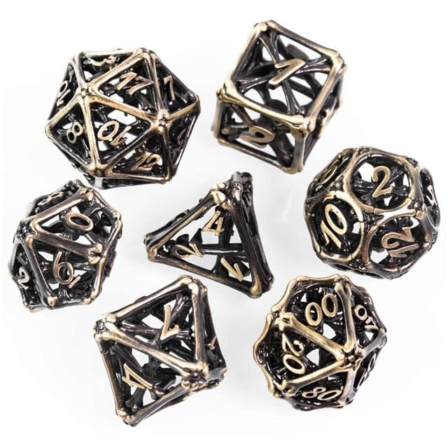 RPG Dice Set | Hollow Metal | Hollow Bones - Bronze | Set of 7