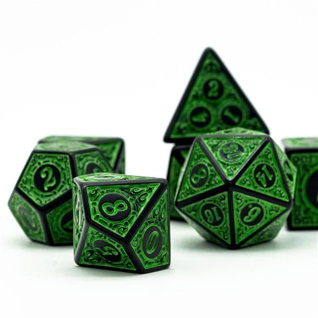 RPG Dice | "Green Alchemy" | Set of 7
