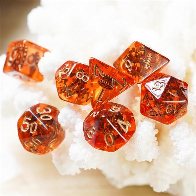 RPG Dice | "Infernal Engine" Suspended Gear | Set of 7