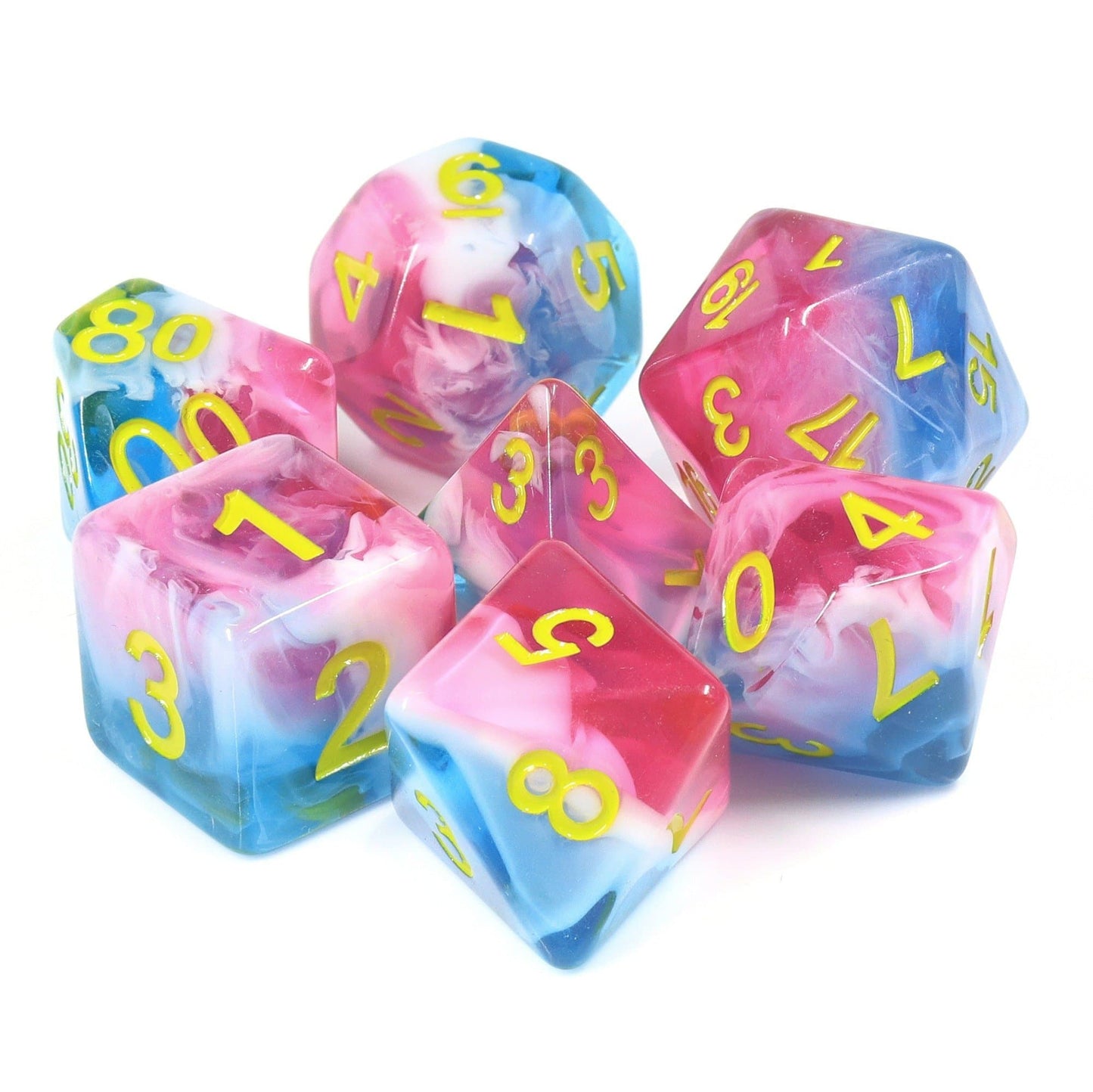 RPG Dice | "Glacier Rose" | Set of 7