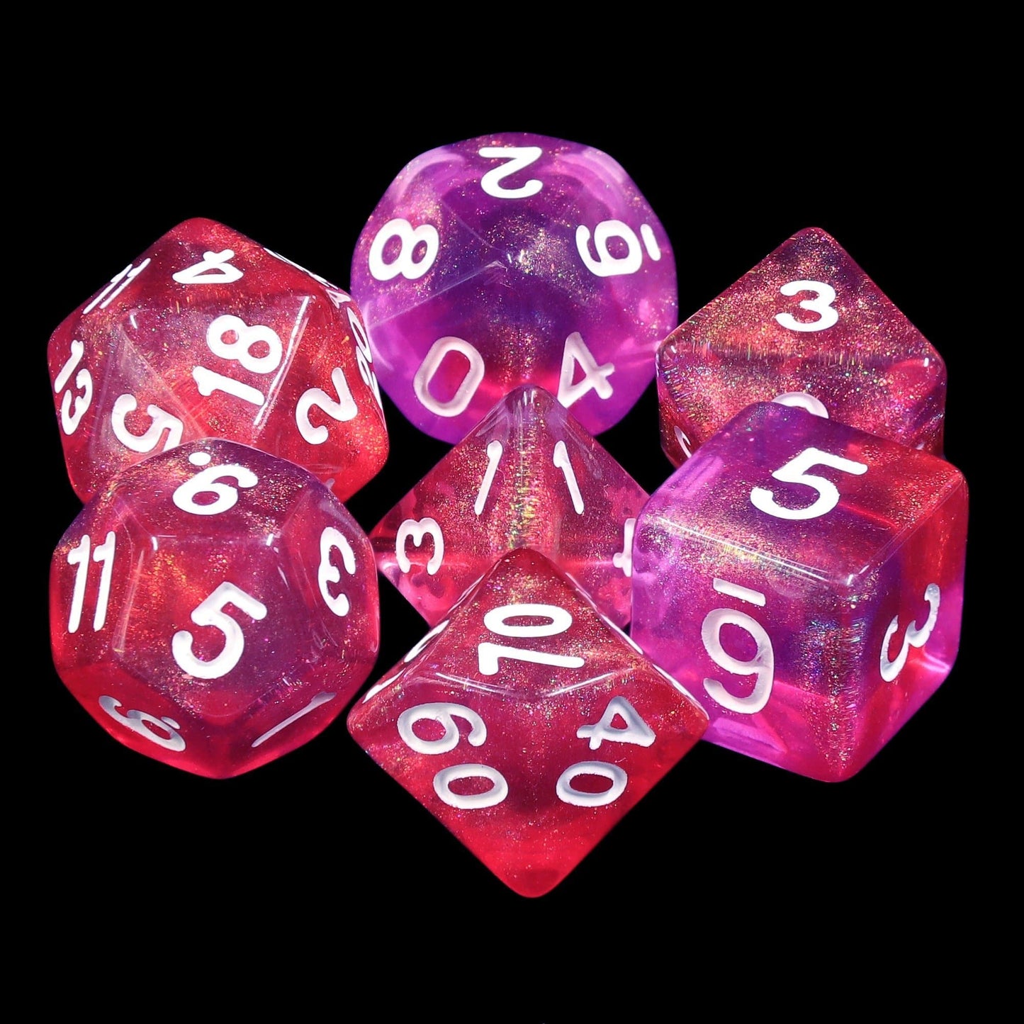 RPG Dice | "Scorching Ray" (White Ink) | Set of 7