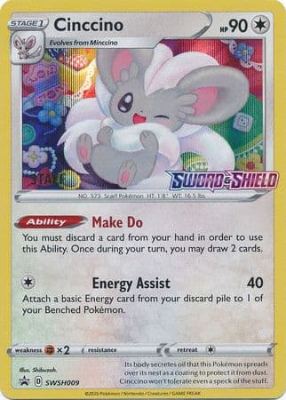 Cinccino SWSH009 (Prerelease) [Staff] SWSH009- SWSH Sword & Shield Promo Cards Holofoil