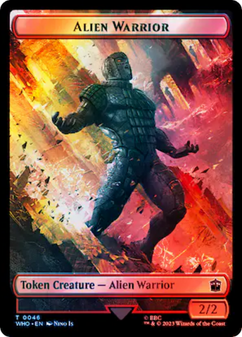 Copy // Alien Warrior Double-Sided Token (Surge Foil) [Doctor Who Tokens]