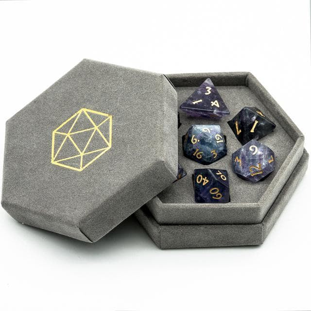 Gemstone Dice | Natural Fluorite | Set of 7