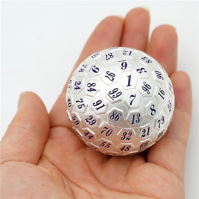 Metal Dice | d100 "Mithril" Silver Plated