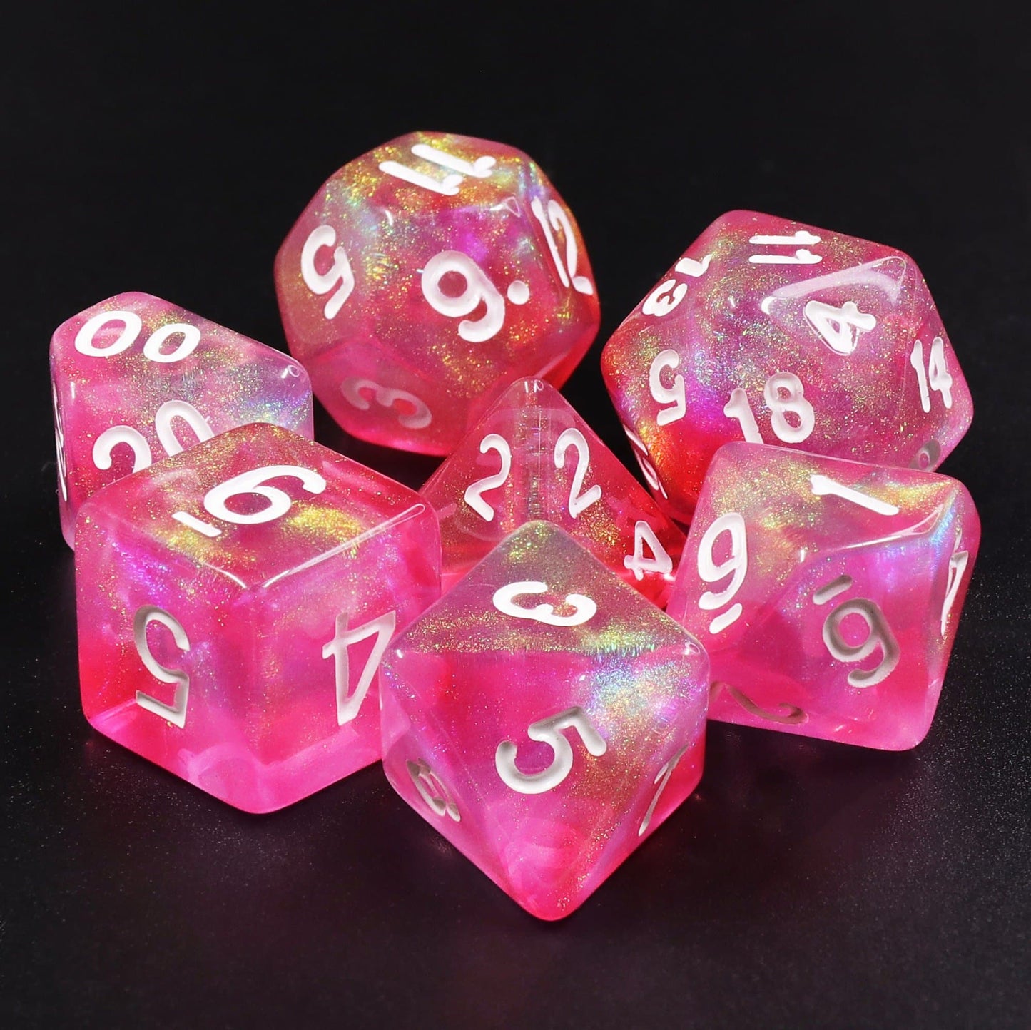 RPG Dice | "Carnival" (White Ink) | Set of 7