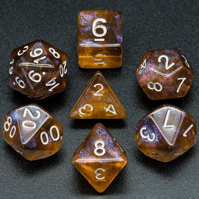 Polyhedral Dice Set | Acrylic | "Topaz Revelation" | Set of 7 (D0066)