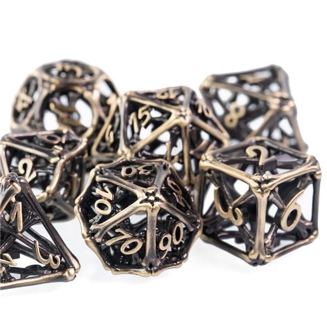 RPG Dice Set | Hollow Metal | Hollow Bones - Bronze | Set of 7