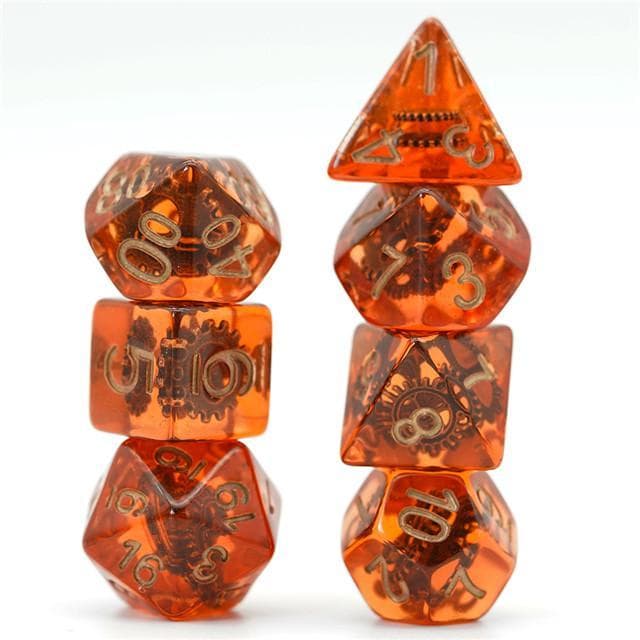 RPG Dice | "Infernal Engine" Suspended Gear | Set of 7