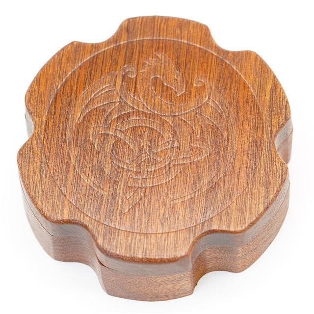 Dice Box | Wooden Hexagonal | Sapele with Dragon & Knot