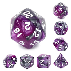 RPG Dice | "Eldritch Iron" Blend Silver Purple | Set of 7