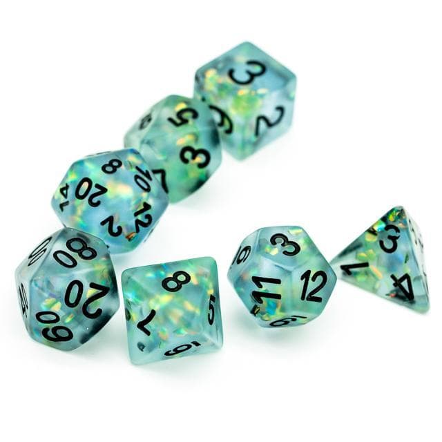 RPG Dice - "Frosted Shimmer" Blue - Set of 7