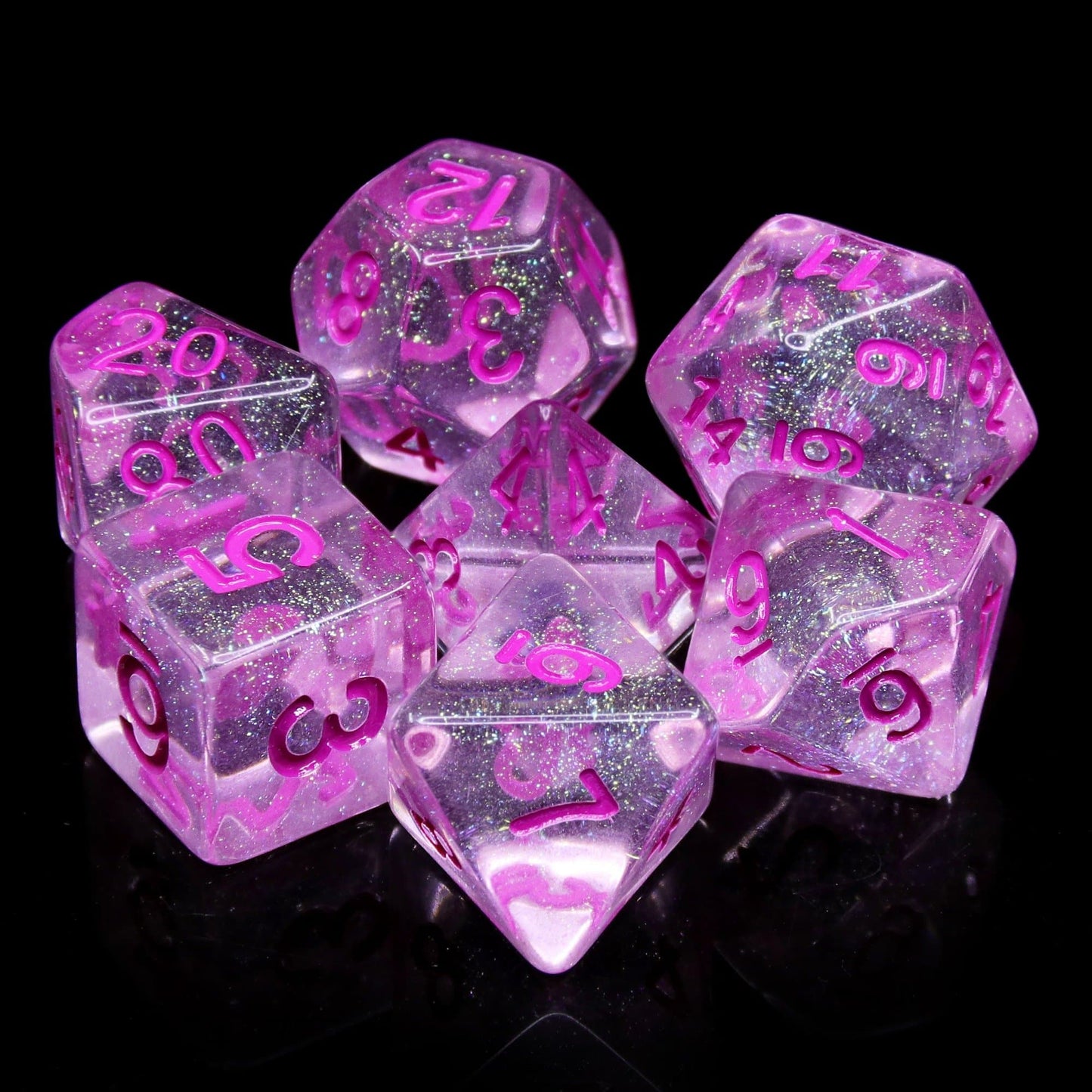 RPG Dice | "Glitter World" | Set of 7
