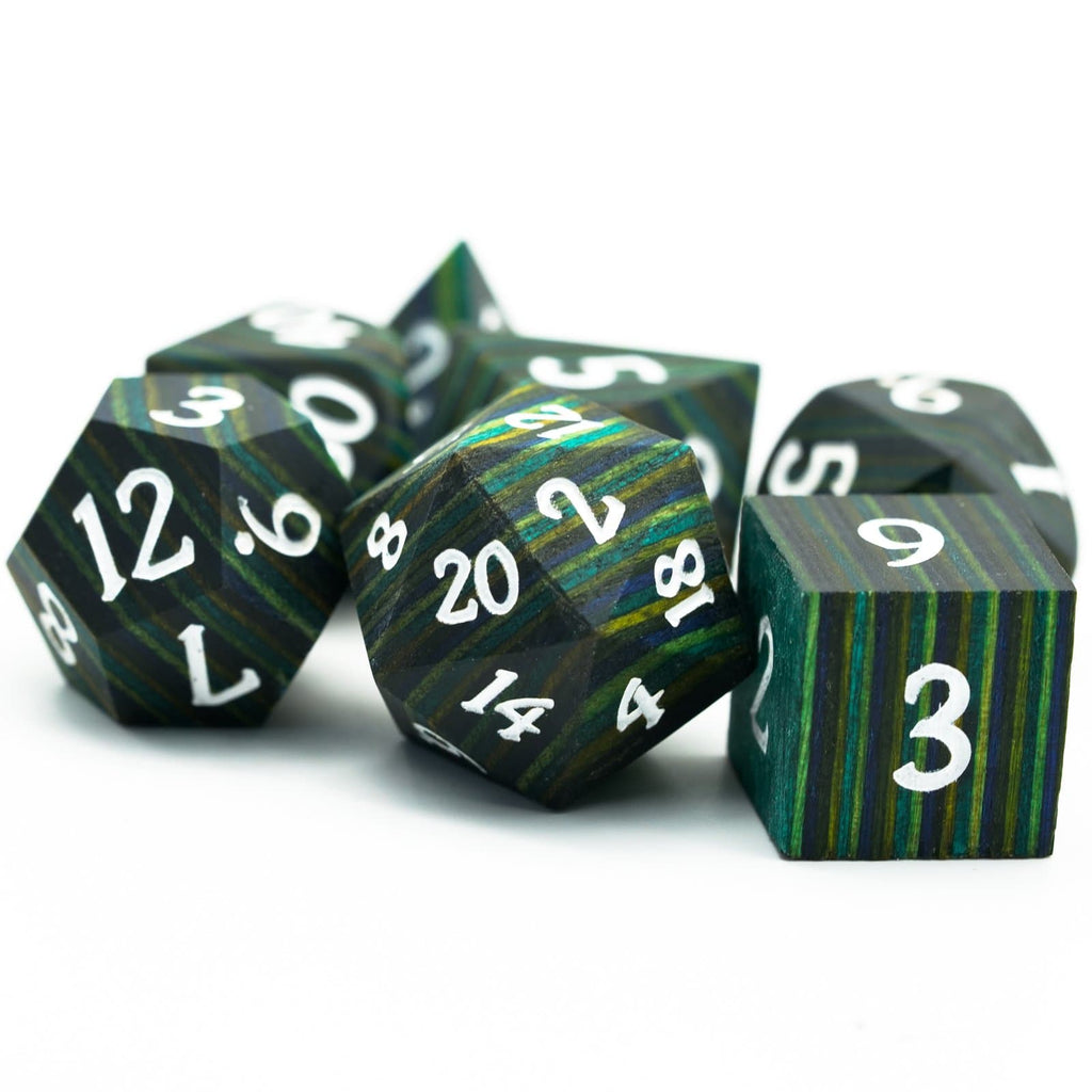Wooden Dice | Green Forest | Set of 7