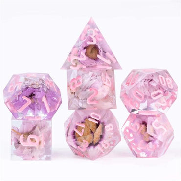 RPG Dice | "Suspended Daisy" (Sharp Edged) | Set of 7