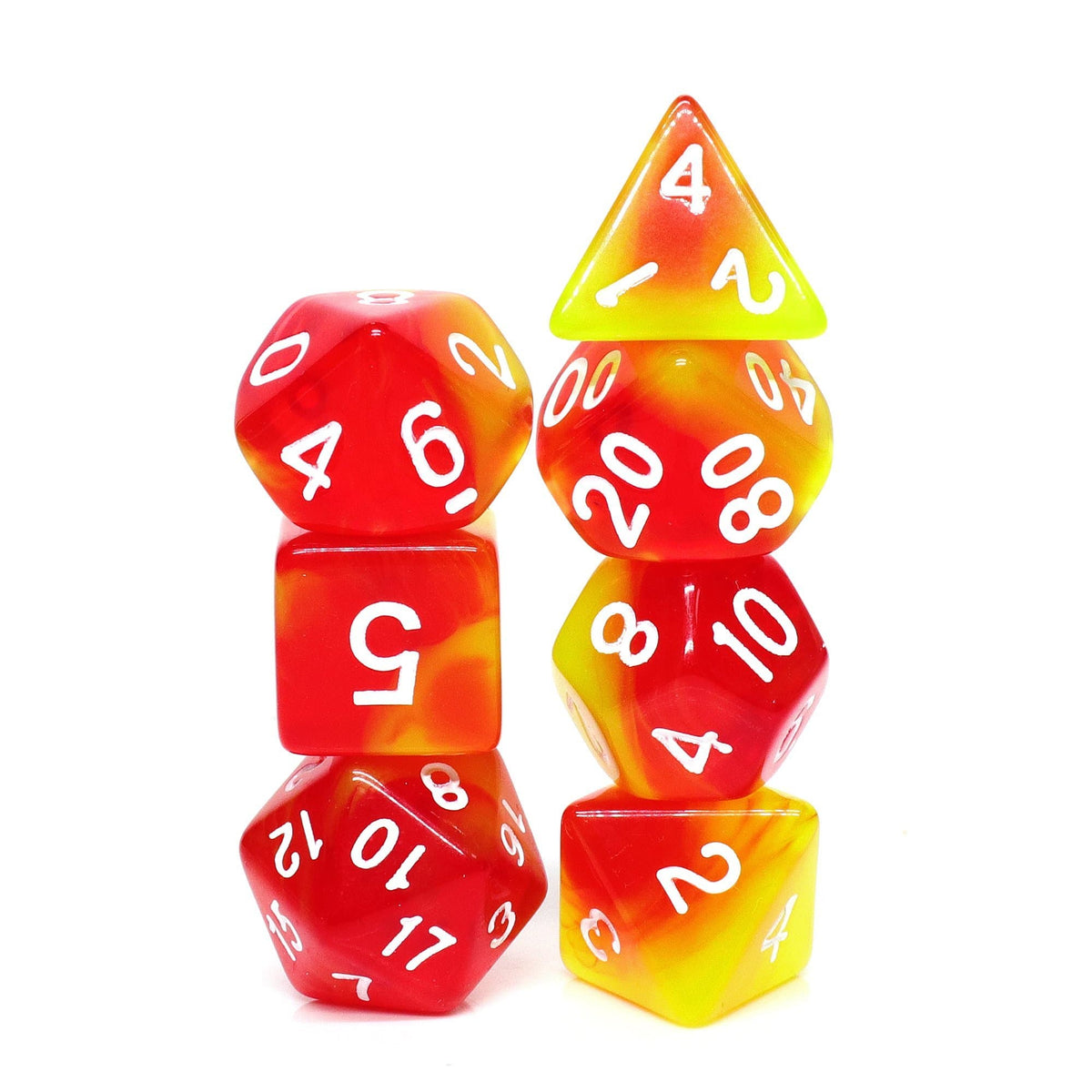 Polyhedral Dice Set | Acrylic | "Rising Phoenix" | Set of 7 (D0095)