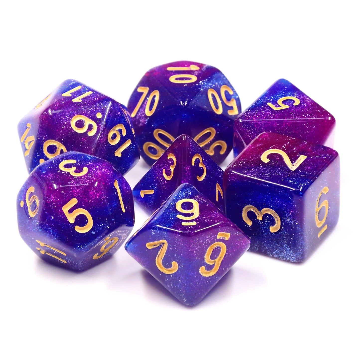 RPG Dice | "1001 Nights" Gold Ink | Set of 7
