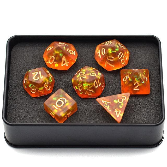 RPG Dice - Orange "Frosted Shimmer" - Set of 7