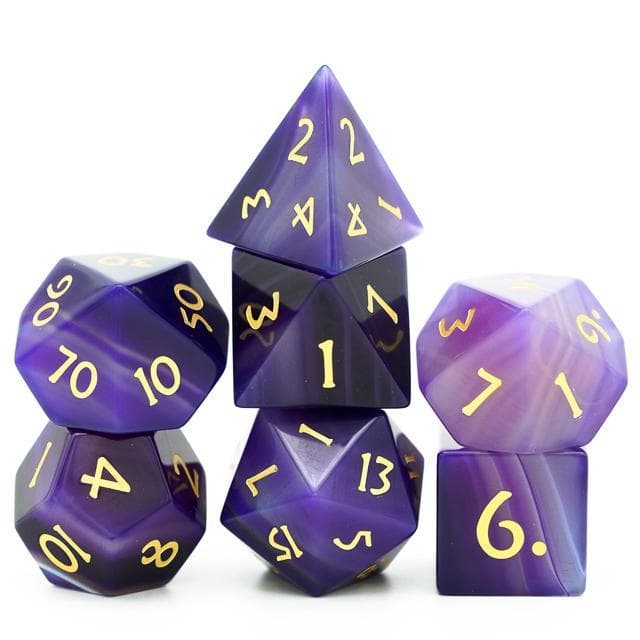 Gemstone Dice | Purple Agate | Set of 7