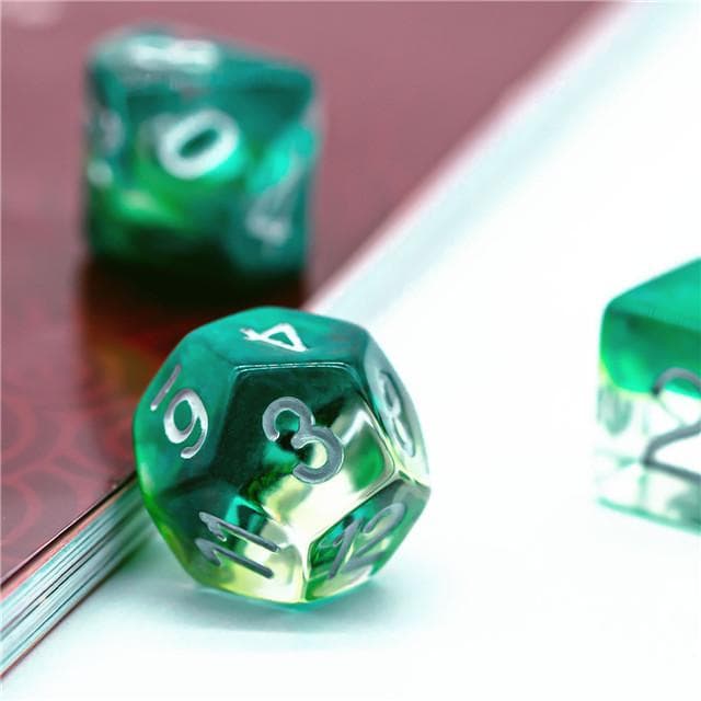 Polyhedral Dice Set | Resin | "Forest Dragon's Eye" | Set of 7 (D0114)