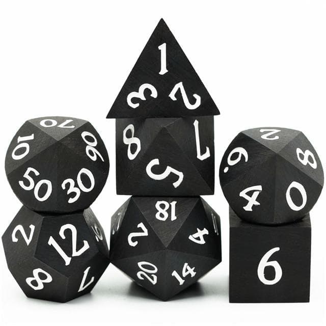 RPG Dice Set | Wooden Dice | Ebony | Set of 7