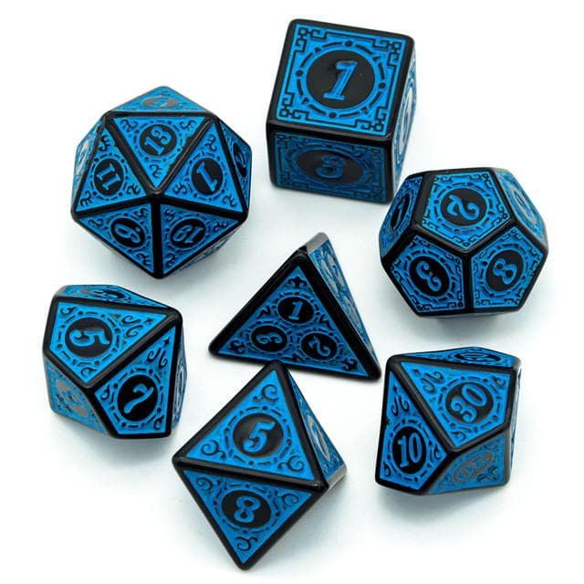 RPG Dice | "Blue Alchemy" | Set of 7