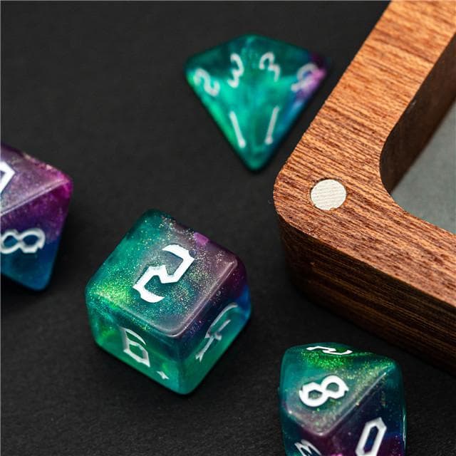 RPG Dice | "Aurora Thorns" White Ink | Set of 7