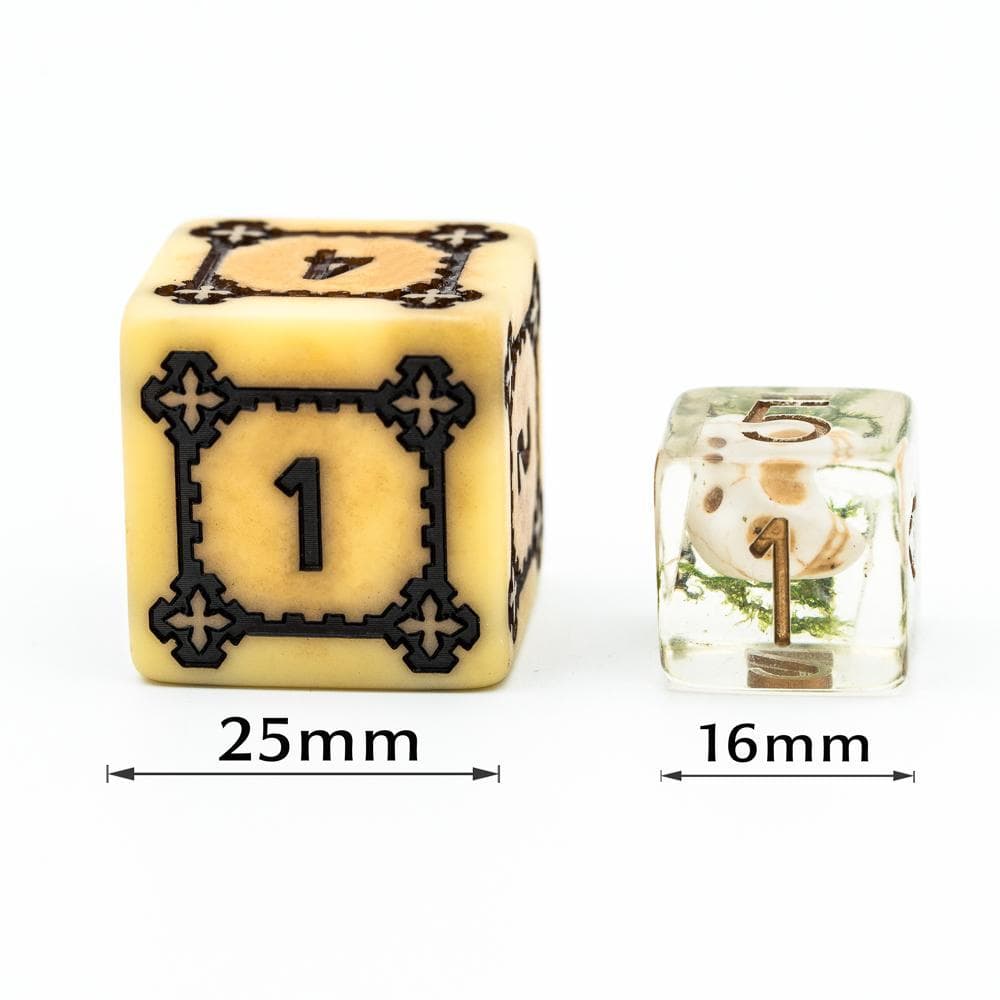 Large RPG Dice | "Chunky Castle" Ancient Bone | Set of 7
