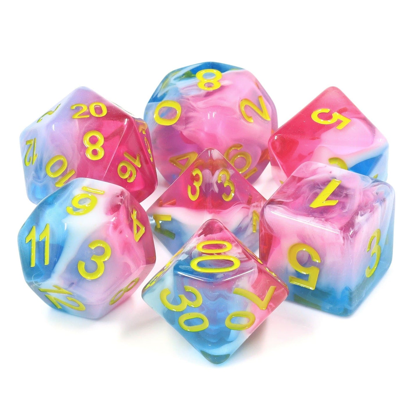 RPG Dice | "Glacier Rose" | Set of 7