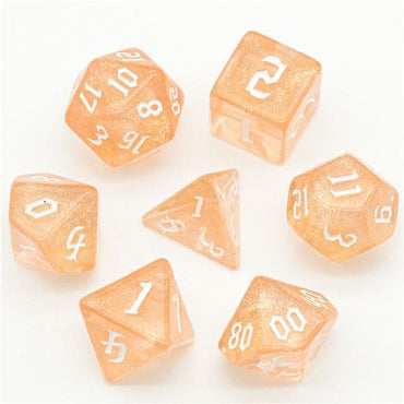 RPG Dice | "Champagne Thorns" White Ink | Set of 7