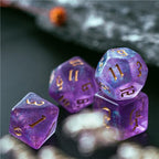 RPG Dice | "Amethyst Thorns" Gold Ink | Set of 7