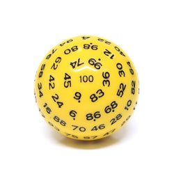 RPG Dice | d100 | Solid Yellow | Black Ink