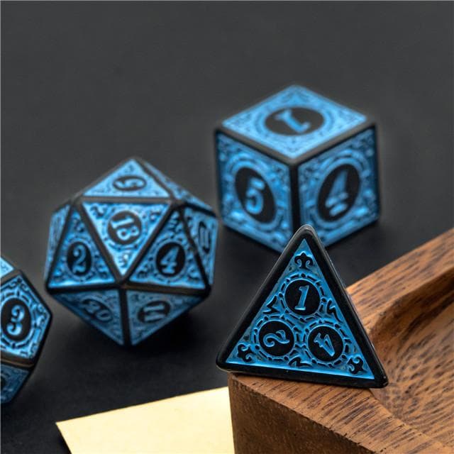 RPG Dice | "Blue Alchemy" | Set of 7