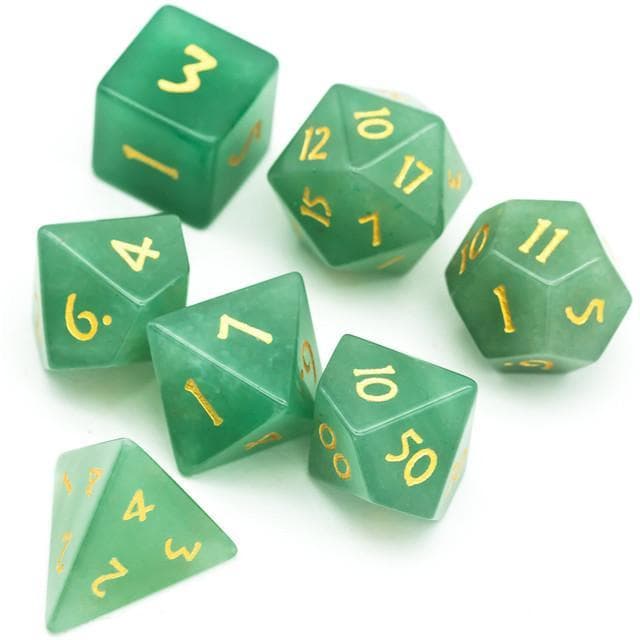 Gemstone Dice | Natural Green Aventurine | Set of 7