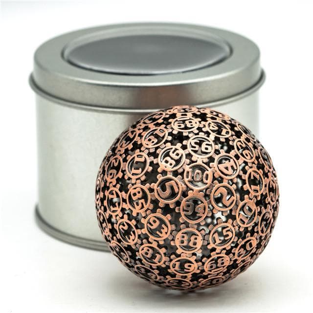 Metal Dice | d100 "Hollow Gear" Copper
