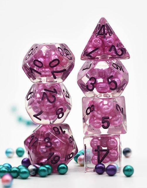 RPG Dice - Purple "Suspended Molecule" - Set of 7