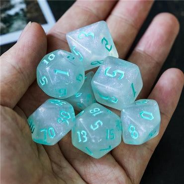RPG Dice | "Moonstone Thorns" Turquoise Ink | Set of 7