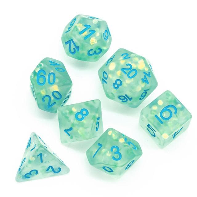 RPG Dice | "Shimmer Scale" Frosted Cyan | Set of 7
