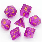Polyhedral Dice Set | Acrylic | "Magenta Thorns" Gold Ink | Set of 7 (D0121)