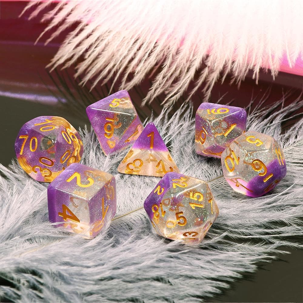 Polyhedral Dice Set | Acrylic | "Summer Bloom" | Set of 7 (D0061)