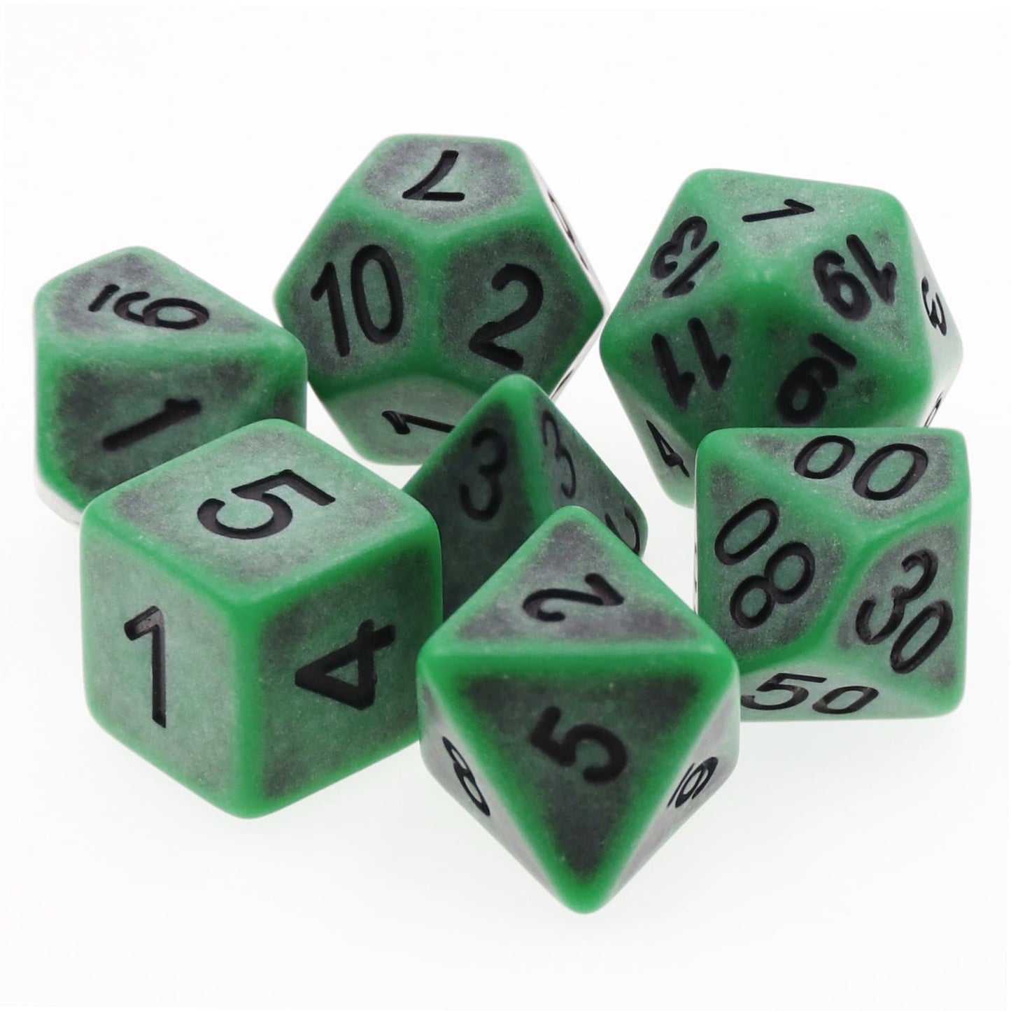 Polyhedral Dice Set | Acrylic | "Ancient Green" | Set of 7 (D0080)