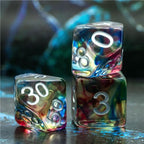 Polyhedral Dice Set | Resin | "Stained Glass" Purple & Blue | Set of 7 (D0145)