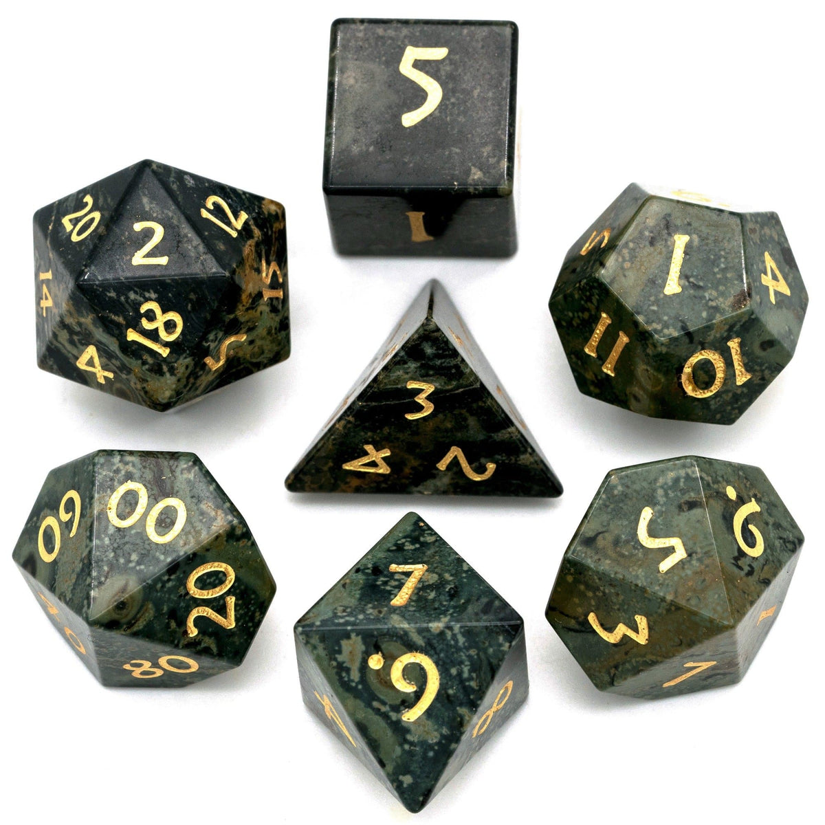 Gemstone Dice | Natural Kambaba Jasper | Set of 7