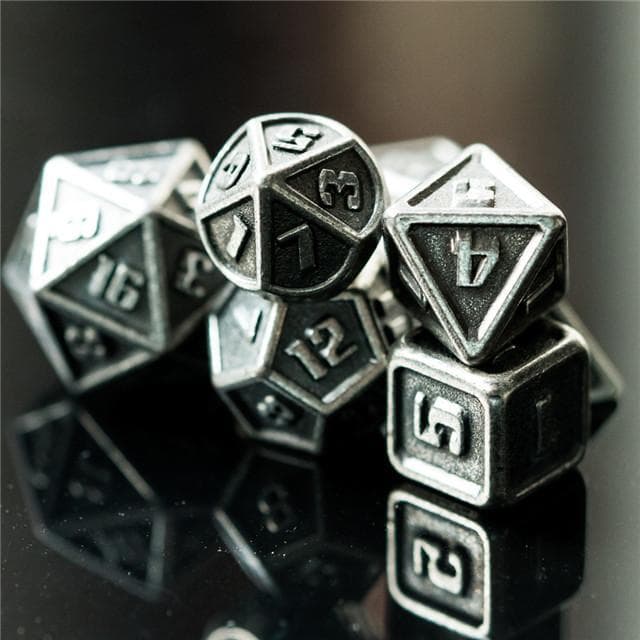 Polyhedral Dice Set | Metal | Mini Silver | Set of 7 (D1001)
