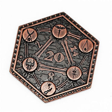 d2 | Metal d20 Coin | "Classes" Copper