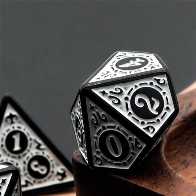 Polyhedral Dice Set | Acrylic | "White Alchemy" | Set of 7 (D0262)