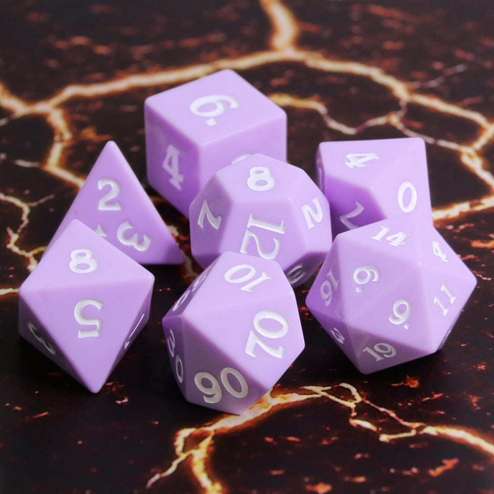 RPG Dice | Pastel Lilac (Sharp Edged) | Set of 7