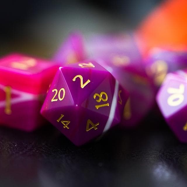 Gemstone Dice | Pink Agate | Set of 7