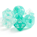 Polyhedral Dice Set | Acrylic | "Polar Ice" (White Ink) | Set of 7 (D0147)