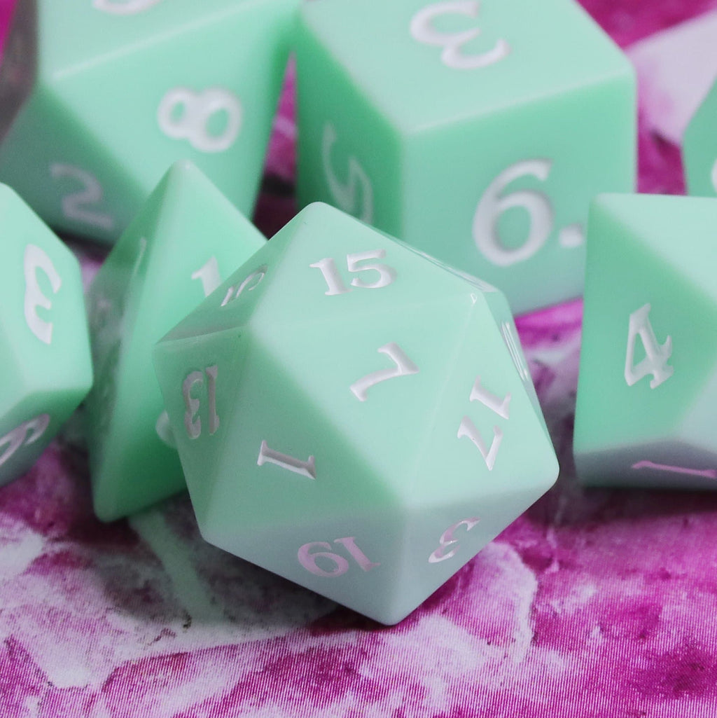 RPG Dice | Pastel Mint (Sharp Edged) | Set of 7